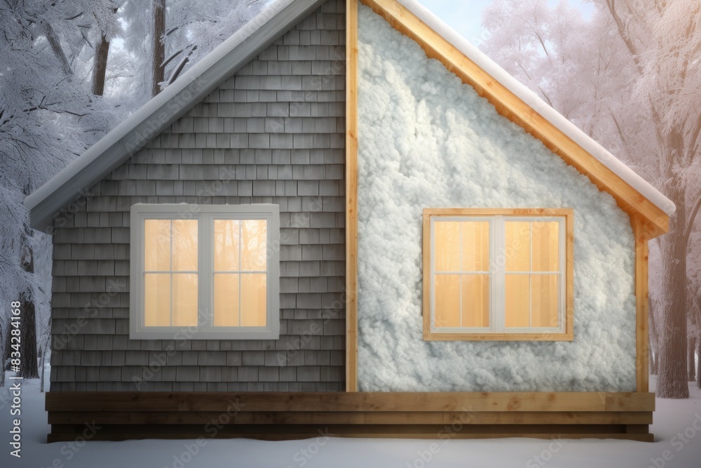 Insulated Winter Cabin in Snowy Forest Insulated Winter Cabin in Snowy Forest