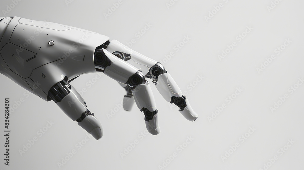 robot hand finger touch on white background robot hand finger touch on white background