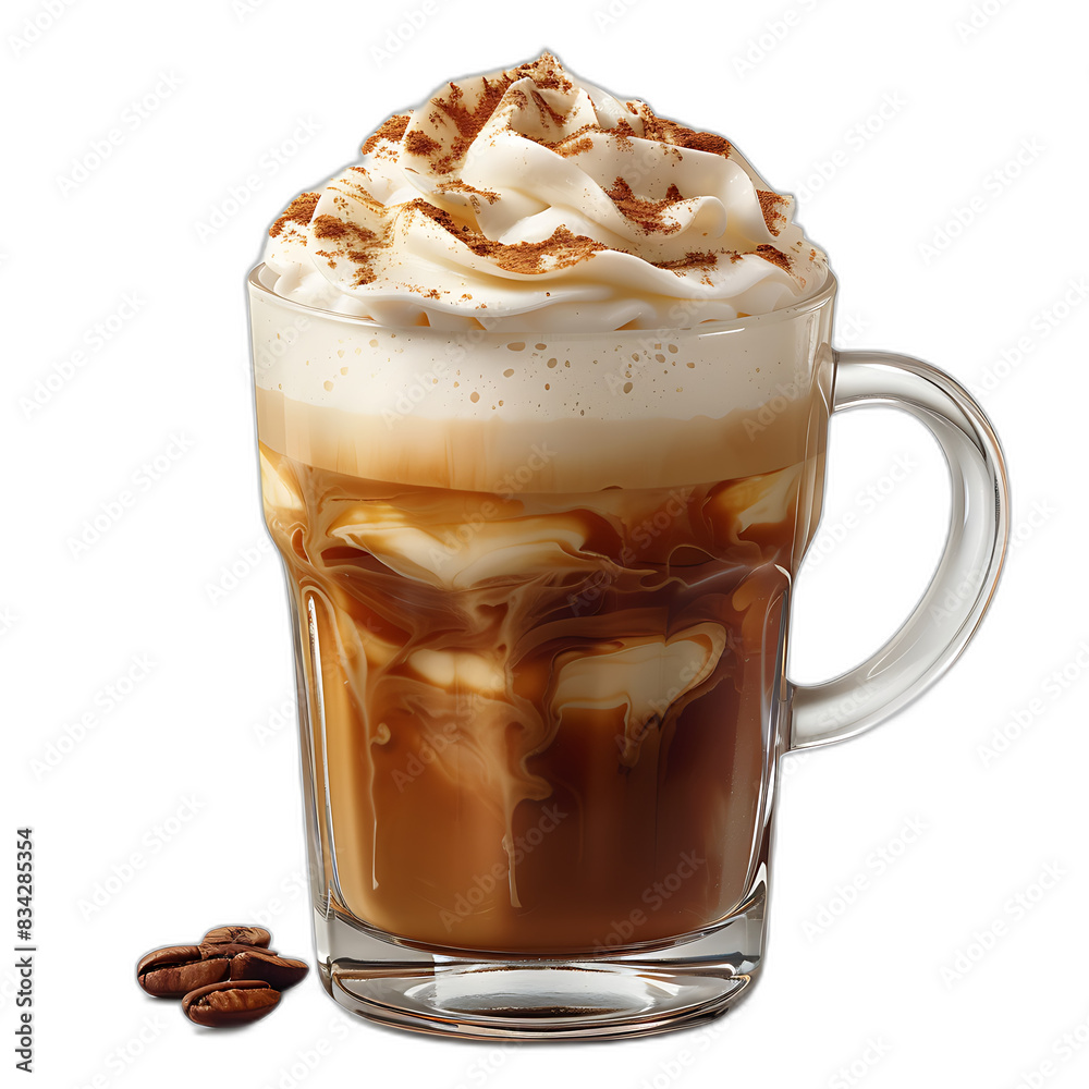 sweet and creamy caramel macchiato cut out on an isolated transparent background sweet and creamy caramel macchiato cut out on an isolated transparent background