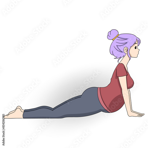 pregnant women warming up yoga exercises for a smooth birth of the baby