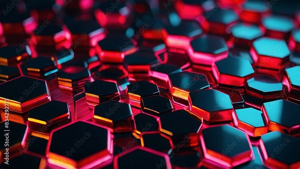 Abstract background hexagon pattern with glowing lights Neon