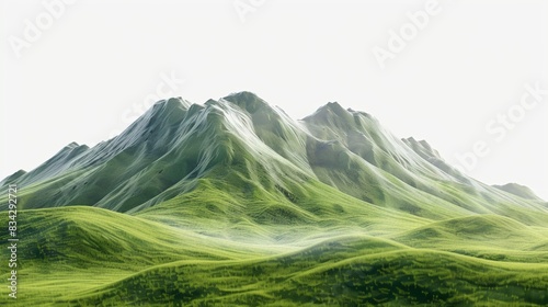  A serene mountain with a smooth, grassy slope, isolated on a transparent background