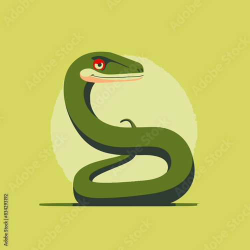 Cunning Snake Flat Vector Illustration   Reptile, Sly, Wildlife, Animal, Icon