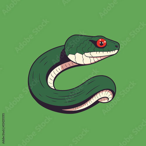 Cunning Snake Flat Vector Illustration   Reptile, Sly, Wildlife, Animal, Icon