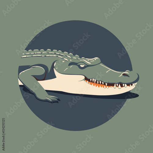 Daunting Crocodile Flat Vector Illustration   Reptile, Predator, Wildlife, Animal, Icon