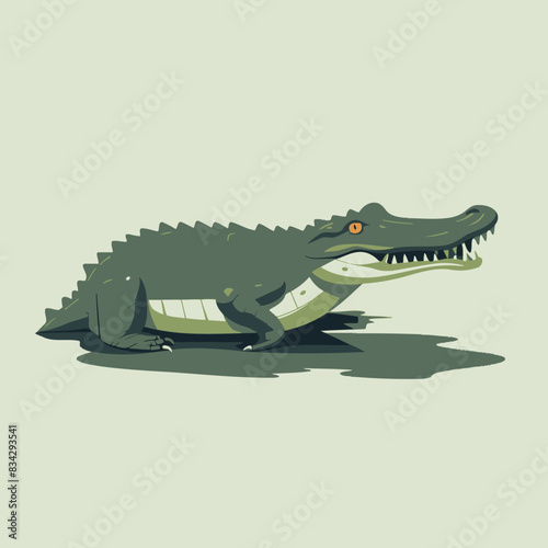 Daunting Crocodile Flat Vector Illustration   Reptile, Predator, Wildlife, Animal, Icon