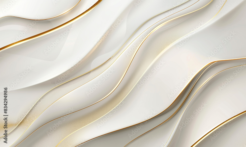 Fototapeta premium Elegant white background with elegant golden elements. Modern 3D Abstract Vector Illustration Design