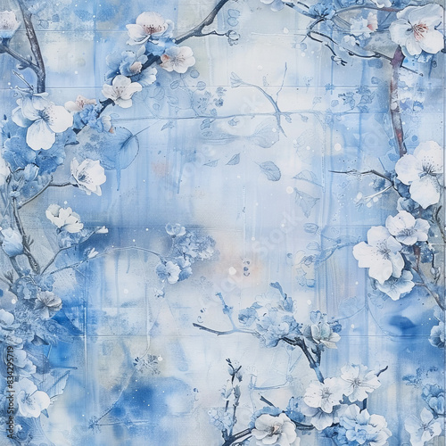Floral Blooms Blossoms Triptych in Mixed Medium, Perfect for Home Decor, Wall Art, Backdrops,Printed Materials , Art Gallery