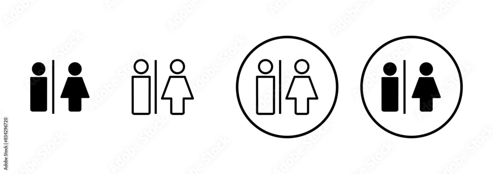Toilet icon vector isolated on white background. Toilet sign. Man and woman restroom sign vector. Male and female icon Toilet icon vector isolated on white background. Toilet sign. Man and woman restroom sign vector. Male and female icon
