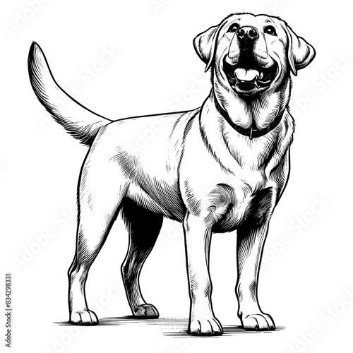 Hand drawn cute Labrador in full-body, vector sketch isolated on transparent background.	