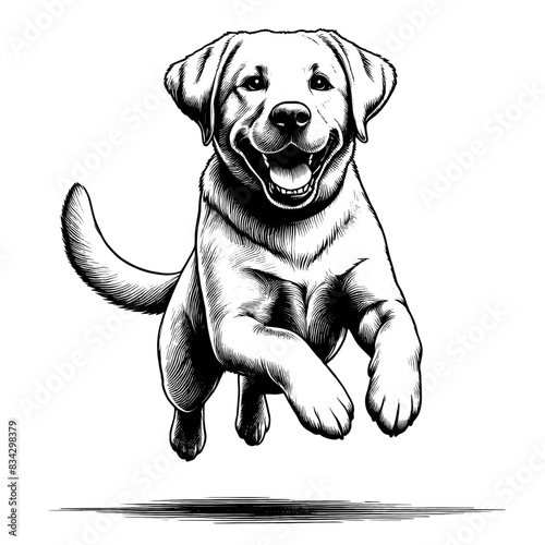 Hand drawn cute Labrador in full-body, vector sketch isolated on transparent background.	