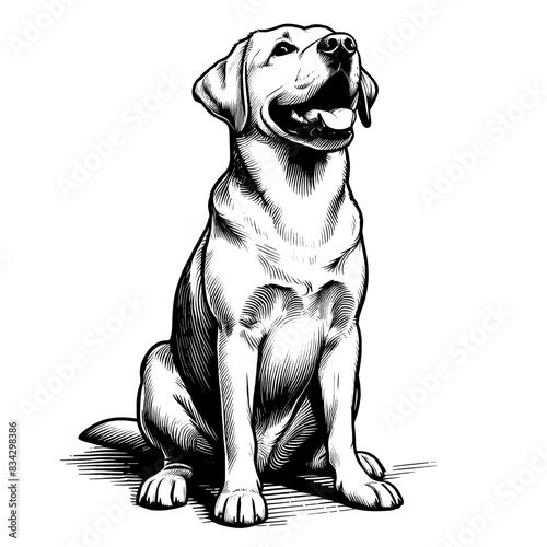 Hand drawn cute Labrador in full-body, vector sketch isolated on transparent background.	