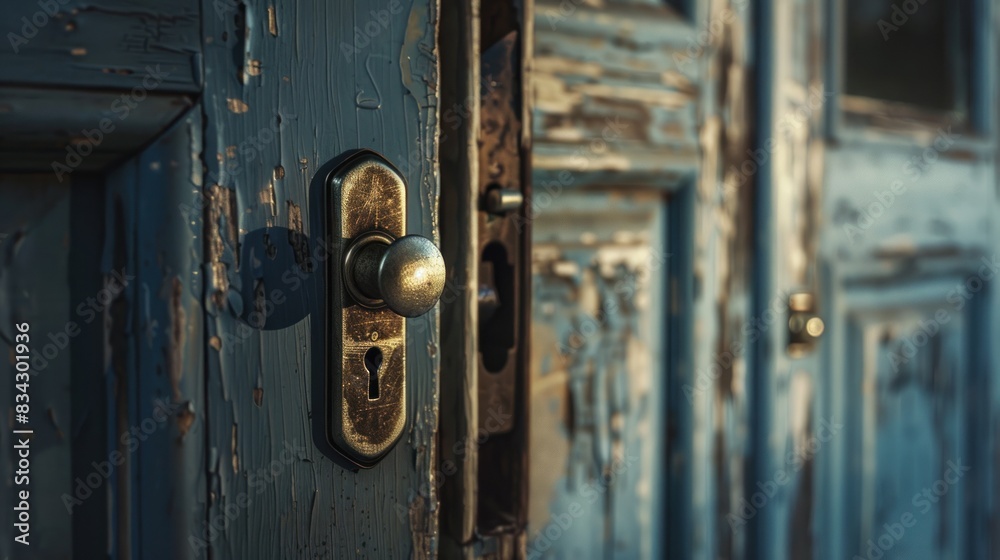 Burglary or thief breaking into a home opens the lock on the door of a country house
