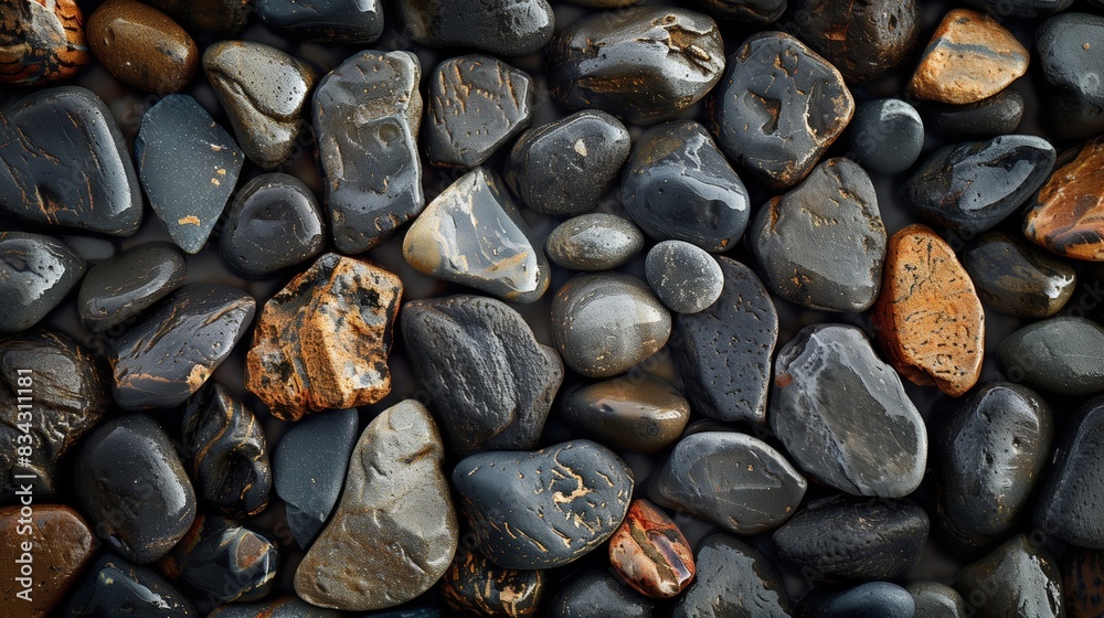 Smooth River Rocks in Natural Arrangement for Zen, Meditation, and Spa Decor, Emphasizing Earth Tones and Organic Shapes in a Tranquil and Aesthetic Design Smooth River Rocks in Natural Arrangement for Zen, Meditation, and Spa Decor, Emphasizing Earth Tones and Organic Shapes in a Tranquil and Aesthetic Design