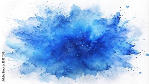 Watercolor splash texture in blue with background, ideal for design projects, watercolor, splash, blue, paint, texture, isolated, brush,background, hand painted, abstract, artistic, creative photo