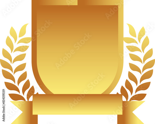 Gold medal with laurel wreath, trophy icon.