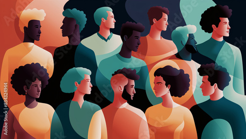Concept of Belonging, Inclusion, Diversity, and Equity (DEI) Featuring a Vibrant Group of Multicolored Painted People