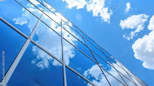 business building window wall against blue sky