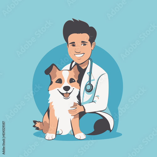 Veterinarian Vector Art in Plain Background Stock