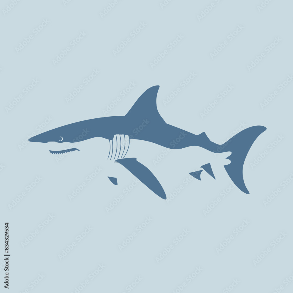 Obraz premium Shark Vector Illustration Marine, Predator, Ocean, Teeth, Icon