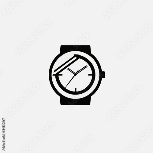 Wristwatch Logo Vector Art in Plain Background Stock