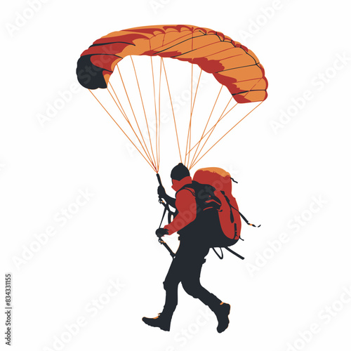 Adventurer with a Parachute Vector Illustration   Skydiving, Extreme, Adventure, Jump, Icon
