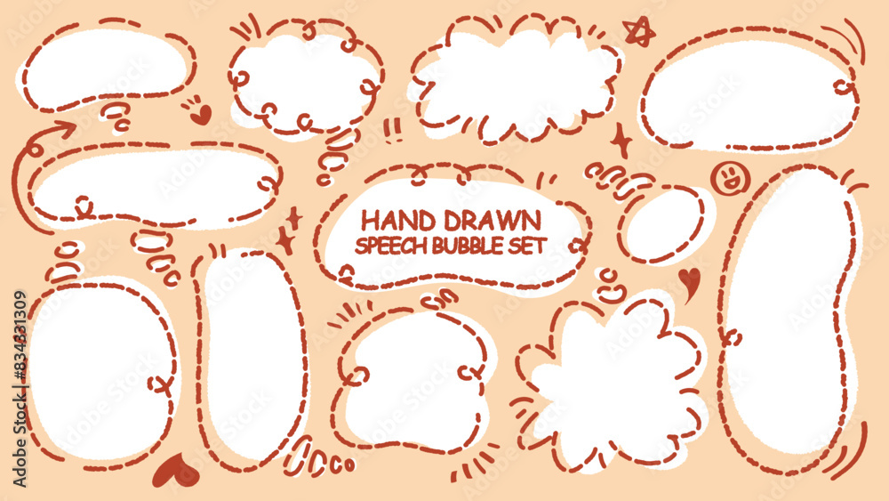 Cute quote colorful think bubble. Set of hand drawn memo frame. Comic ...