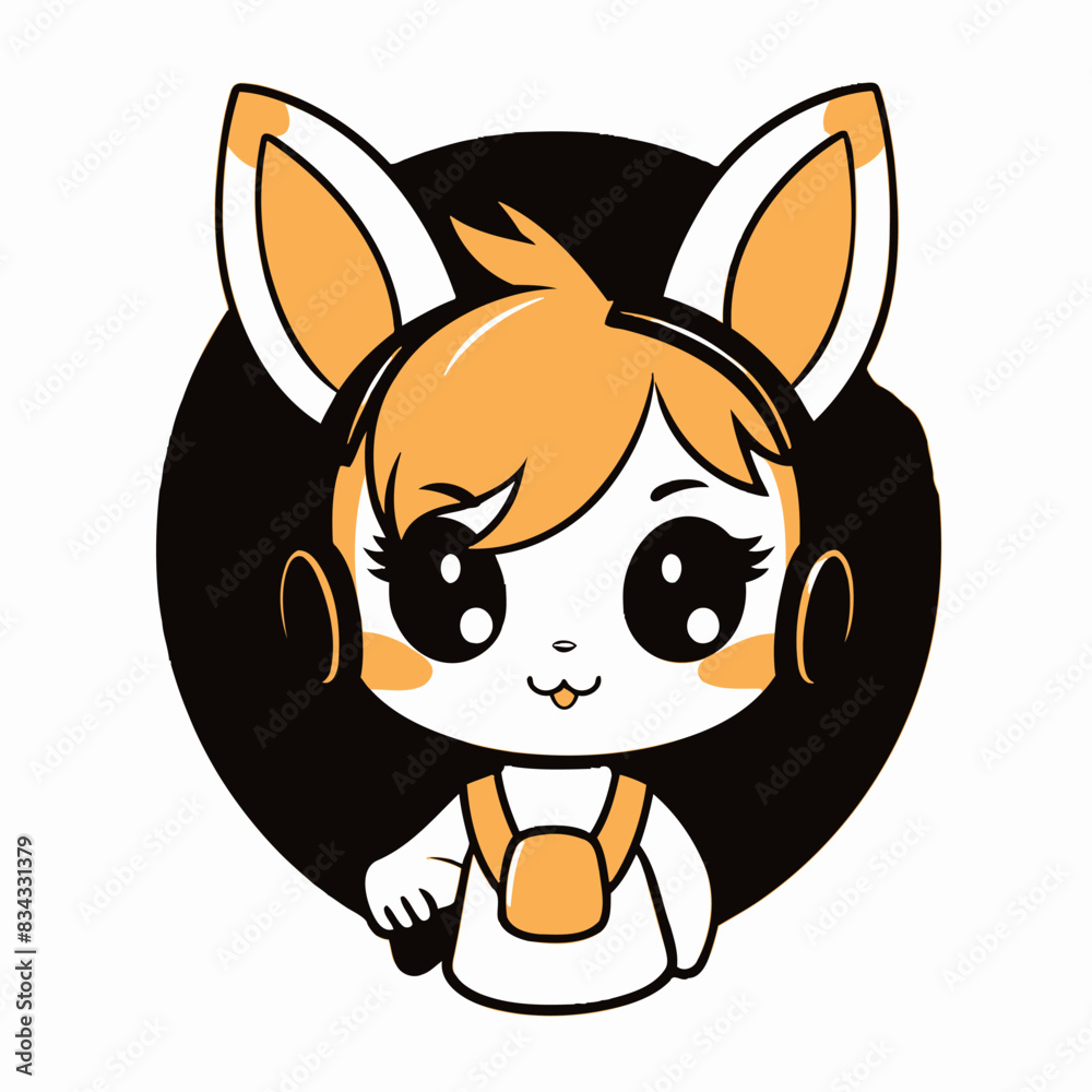 Fototapeta premium Animal Eared Cafe Worker Simple Shaped Vector Illustration Cute, Barista, Animal, Coffee, Icon