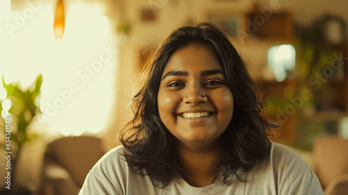笑顔の太ったインド系女性