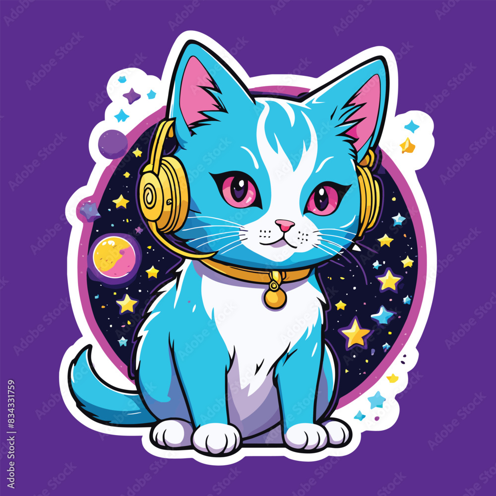 Fototapeta premium Cool Cat Stickers with hiphop for Cat Lovers