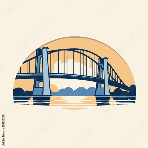 Bridge Logo Style Vector Illustration   Architecture, Structure, Connection, Urban, Icon