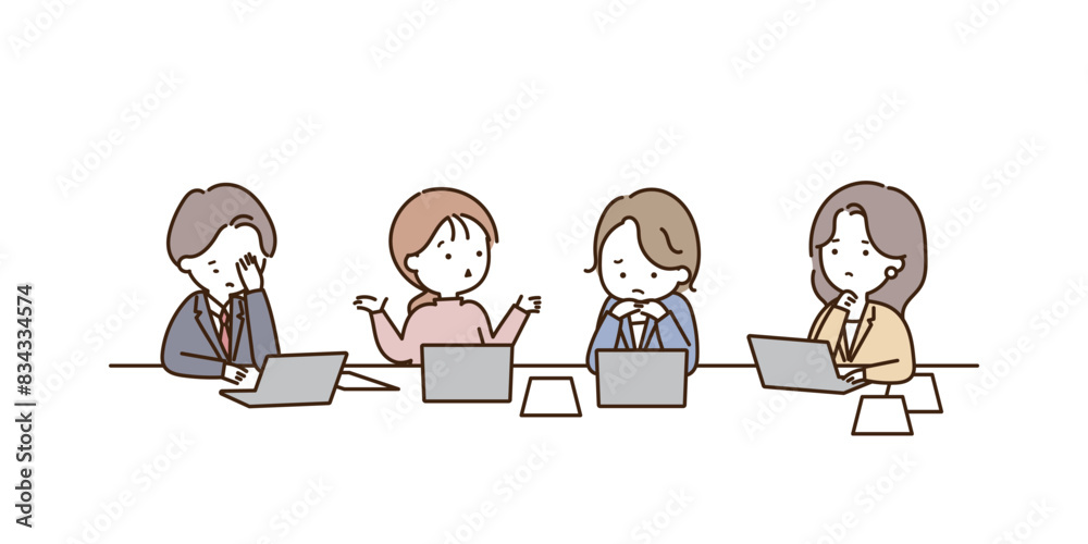 時間ばかりかかって実りがない会議に疲弊する会社員達 時間ばかりかかって実りがない会議に疲弊する会社員達