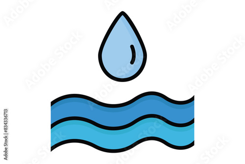 Storm water icon. water droplets with water below. icon related to utilities. colored outline icon style. utilities elements vector illustration