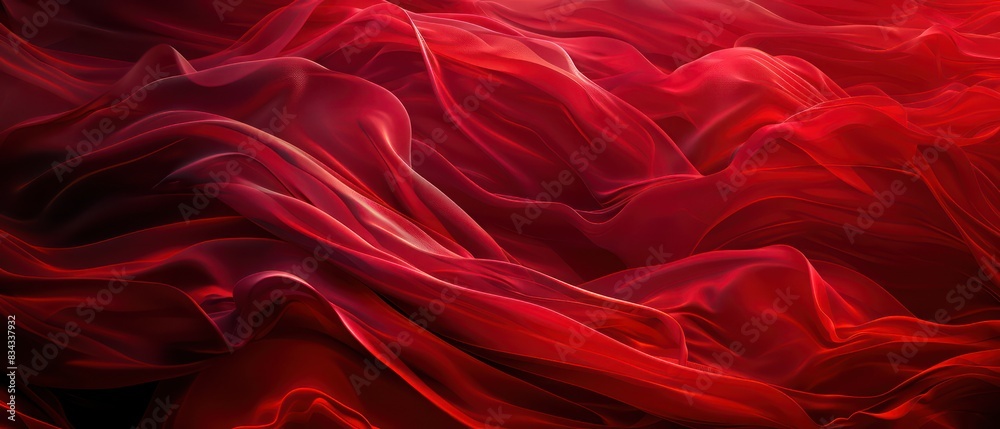 Obraz premium abstract wallpaper with floating red waves on a black background