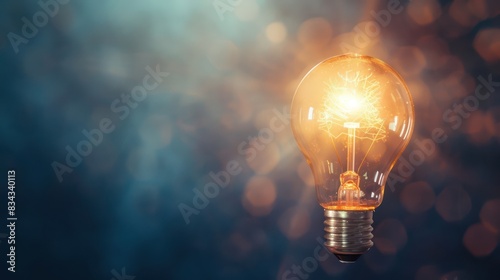 A light bulb shining brightly with rays of light emanating from it, against a plain background 