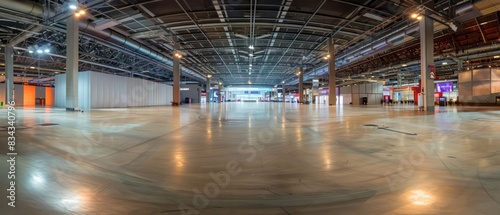 empty interior of large exhibition hall building 