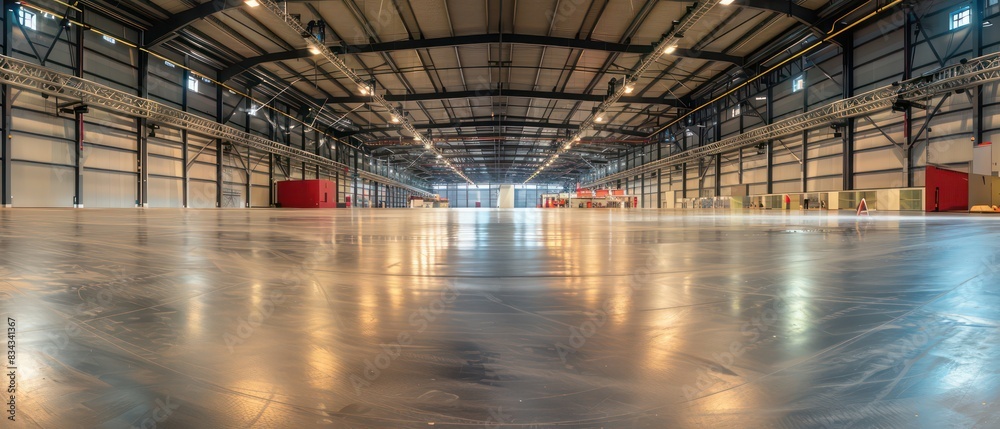 empty interior of a large exhibition hall building empty interior of a large exhibition hall building