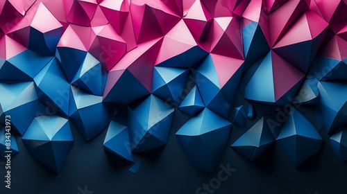 Abstract geometric background with blue and pink triangular shapes.  A bold, modern design. © admin_design
