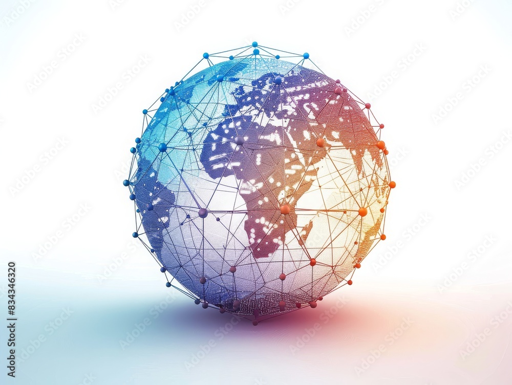 3D rendering of planet Earth with glowing network. Global network concept. 3D rendering of planet Earth with glowing network. Global network concept.