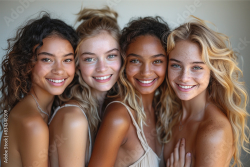 group of multiethnic young women smiling and looking ahead  © M Grayson