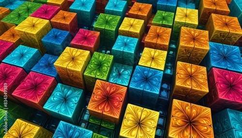 Colorful Abstract fractal sponge menger  photo