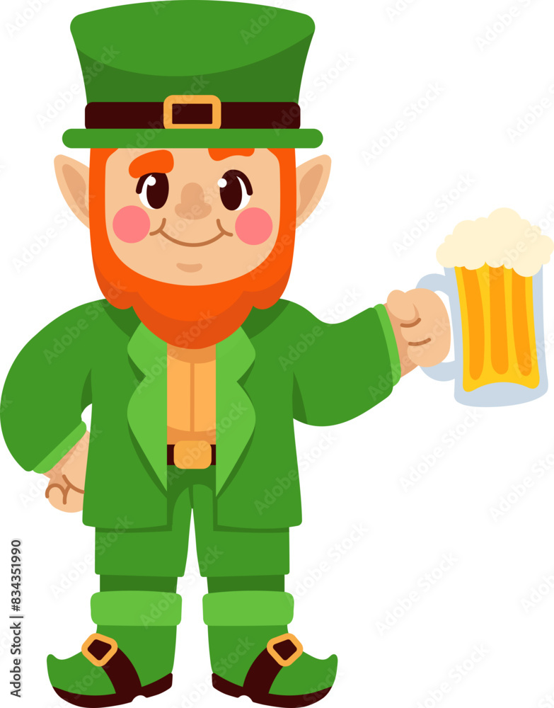 Leprechaun character, St. Patrick icon.
