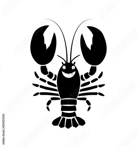 Lobster Silhouette Icon on White Background. Vector
