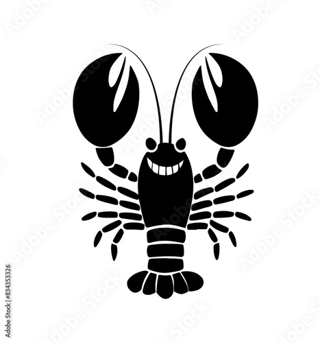 Lobster Silhouette Icon on White Background. Vector