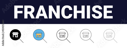 Different style Franchise Icons set collection. Franchise Line editable icons set. black outline franchise icons set, Editable, filled, outline, line and stroke style can be used for web, mobile, ui,