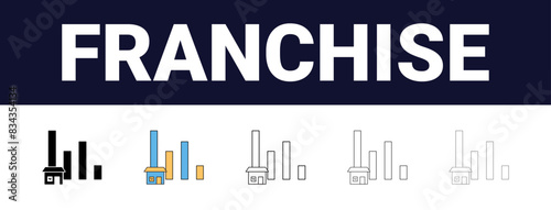 Different style Franchise Icons set collection. Franchise Line editable icons set. black outline franchise icons set, Editable, filled, outline, line and stroke style can be used for web, mobile, ui,