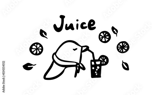 動物のドリンク挿絵（ペンギン・ジュース）