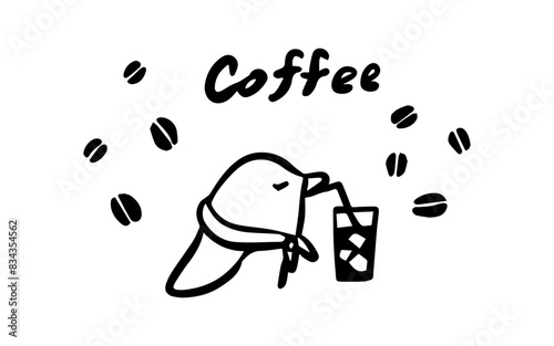 動物のドリンク挿絵（ペンギン・コーヒー）