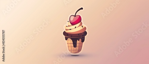 hot fudge cake sundae symbol logo design photo
