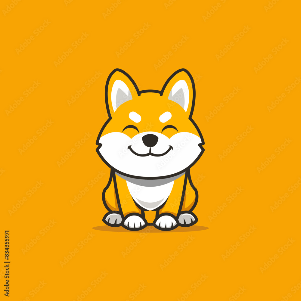 Obraz premium cute shiba inu cartoon character animal pet vector illustration template design